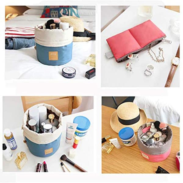Portable Multifunctional Toiletry Bag, Waterproof Cosmetic Organizer with Foldable Design and Large Capacity, Drawstring Makeup Bag