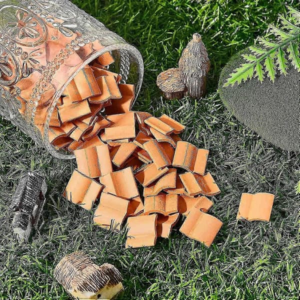 Miniatyr takstein for modellbygging, 100 deler tilbehør brick red