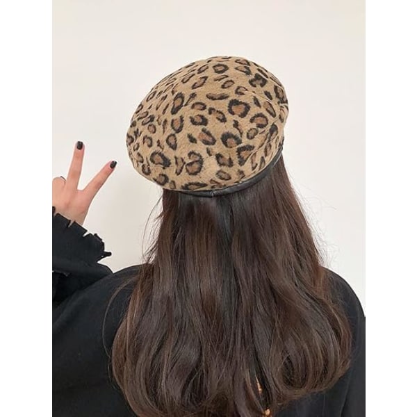 Leopard Print Beret Hat Animal Cheetah Mønster Franske Huer