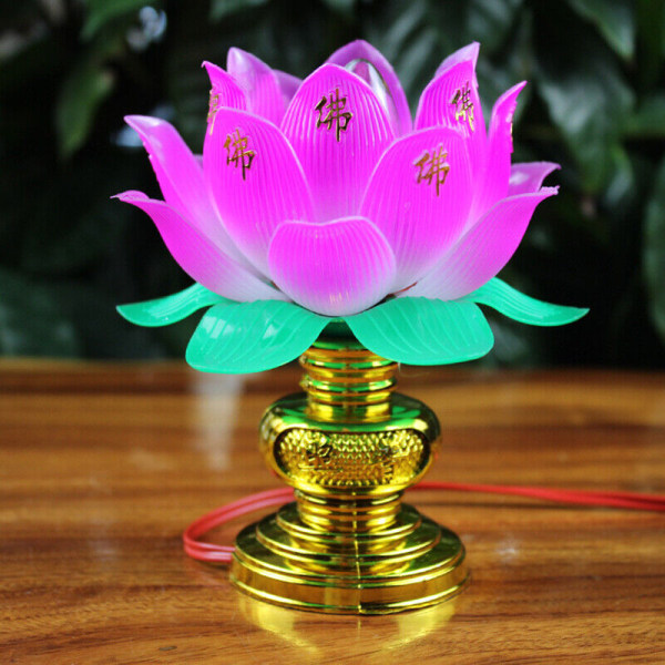 1pcs Buddhist Lotus Lamp Lotus Lamp Desktop Decoration Light Worship Buddh