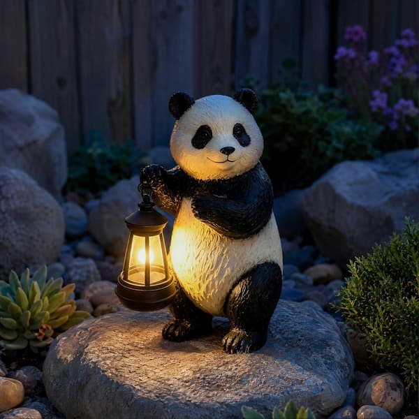 Solar Panda Havefigur Lys – IP65 Vandtæt – til Terrasse & Gårdsplads Indretning 30cm