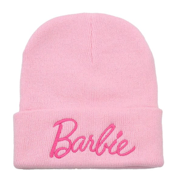 Nye Barbie broderte strikkede luer for kvinner vinter varme luer casual luer Pink