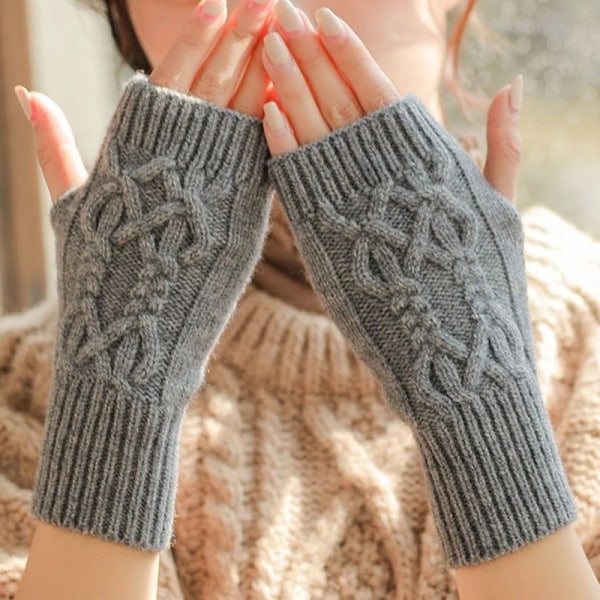 Winter Fingerless Gloves Warm Soft Wool Knitted Mittens Elegant Wrist Arm Hand Half Finger Elastic Short Gloves Guantes