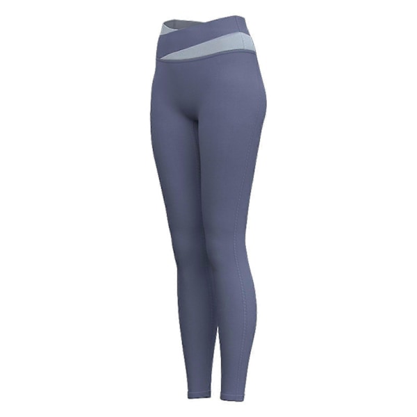 Dame Leggings Bukser Højtaljede Yoga Bukser Crossover Leggings Farvekontrast Hofteløftende Træning Gå-i-byen XL Blue