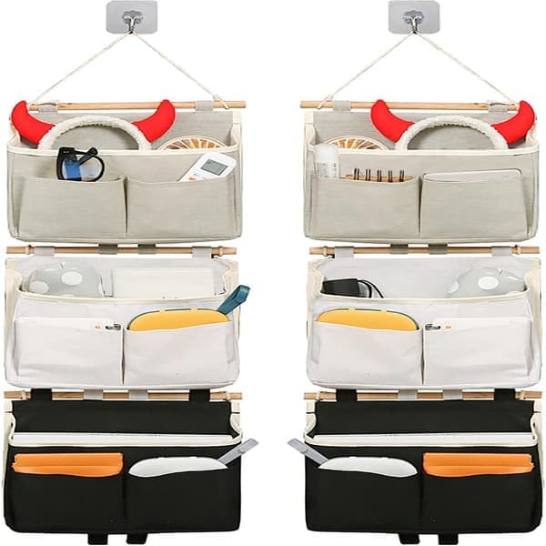 2 pcs Hanging Storage Organizer Hanging Storage Hanging Pockets Grey-FF- Grey