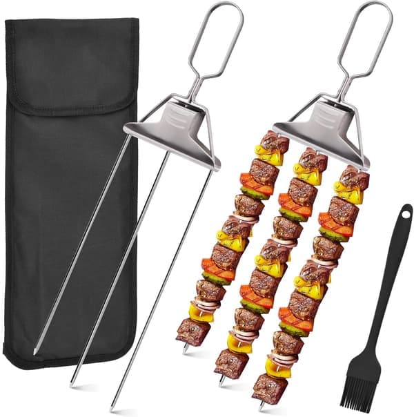 3-vejs grillspyd, BBQ-tilbehør 3-tandede grillspyd i rustfrit stål