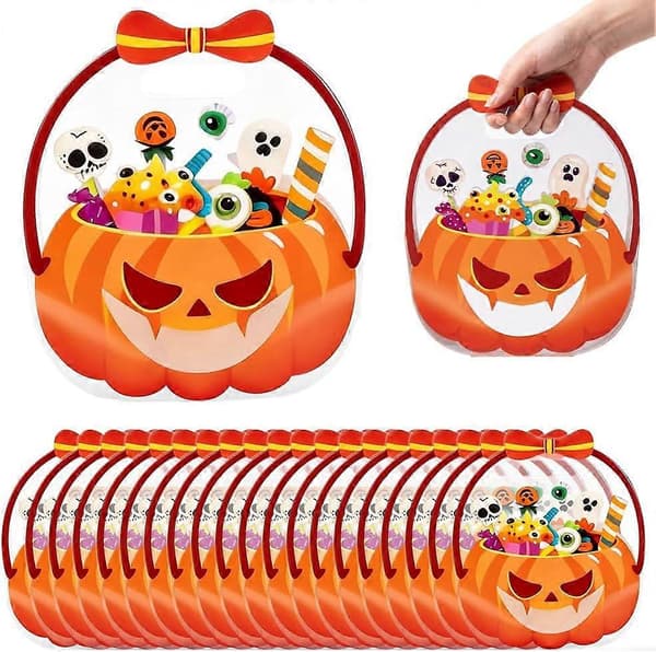 Återförslutningsbara godispåsar för Halloween, förseglade presentpåsar med pumpa, fladdermus och spöke A