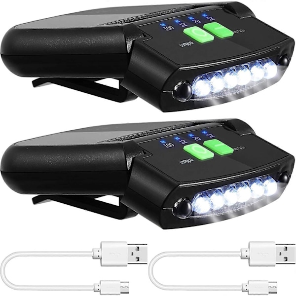 2 Stycken LED Clip-on Keps Lampor USB Uppladdningsbar Keps Ficklampa Clip Vattentät Ultraljus Hands Free Hatt Lampa Ficklampa Pannlampa för Fiske Camping