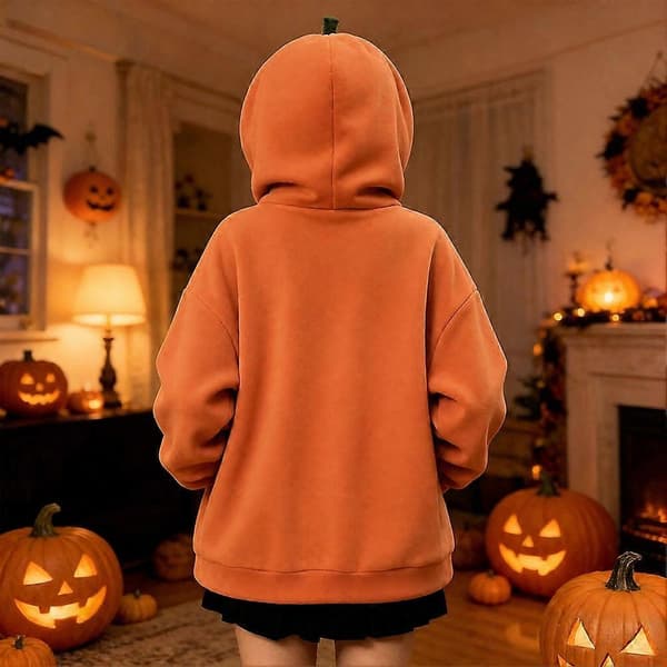 Halloween-hettegenser for kvinner Komfortabel genser med gresskargrafikk for kvinner, oversized Jack-O-Lantern-genser S
