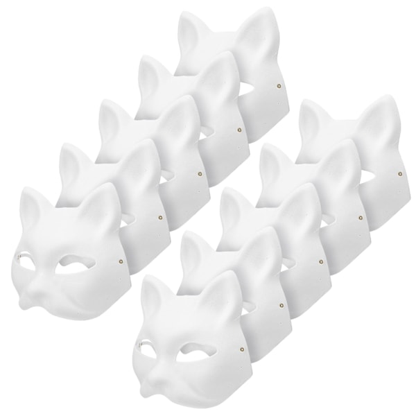 10 st Maskerad Katt Ansiktsmasker Gör-det-själv Festmasker Rekvisita Måla