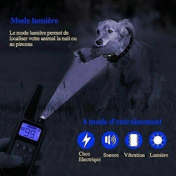 Meloive Genopladelig og IP67 Vandtæt Hundetræningshalsbånd med 800m Rækkevidde, 99 Niveauer af Vibration, Elektrisk Stød, Lydtilstand