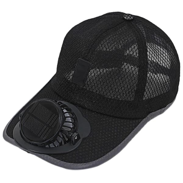 Genopladelig solcellekasket Solcellepanel Ventilatorhat USB-opladning Sommer Udendørs Åndbar Mesh Solhat Black