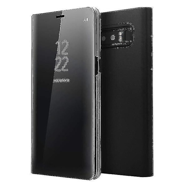 Samsung Galaxy Note 8 -kotelo, Selkeä Näkymä Kotelo, Iskun Kestävä Peili Käännettävä Kotelo, Selkeä Näkymä Kotelo, Telakka, Samsung Note 8 Musta