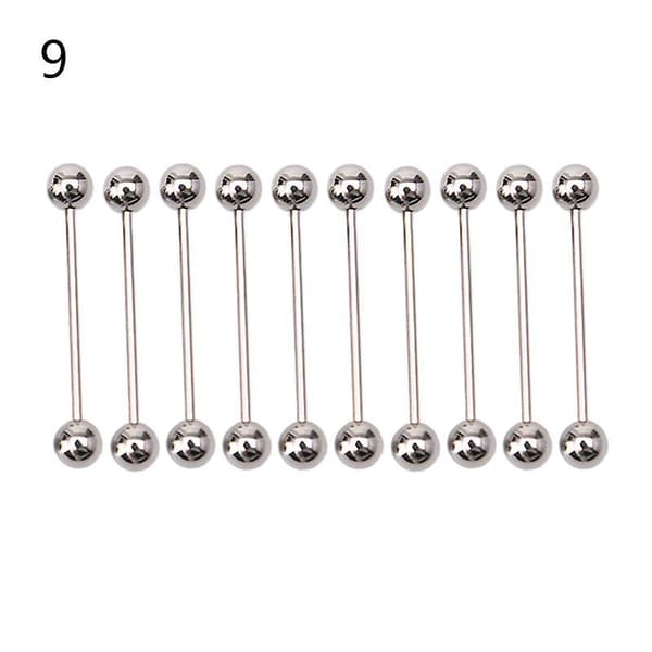 10st Rostfritt Stål Kula Tunga Navel Näs Piercing Ringar Stavar Kroppspiercing Silver 1.6*18*6