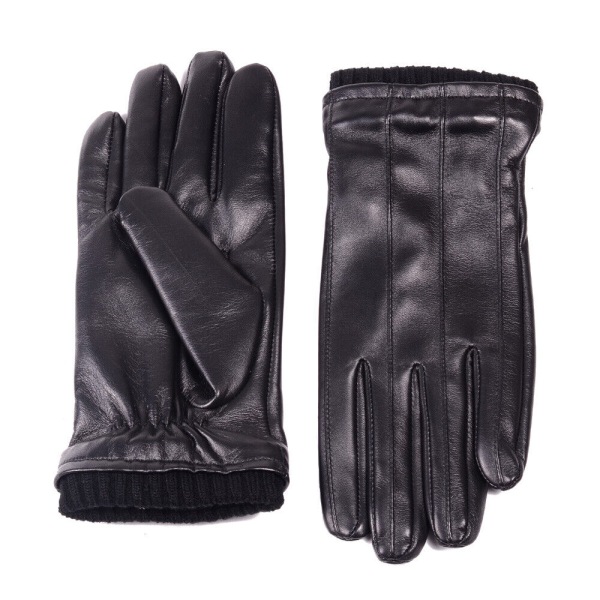 Men's Real Leather LAMBSKIN Black Winter Warm Touch Screen Driving Short Gloves