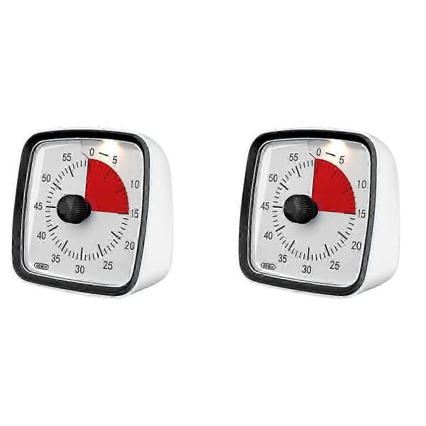 2X 60-minutters tidtaker, klasseromstidtaker, nedtellingstidtaker for barn og voksne, tidsstyring Svart