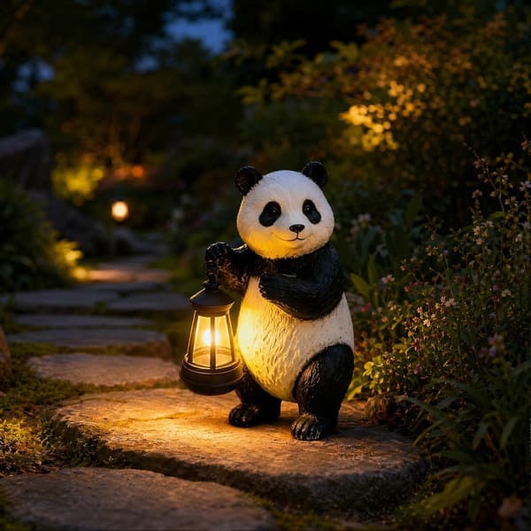 Solar Panda Havefigur Lys – IP65 Vandtæt – til Terrasse & Gårdsplads Indretning 30cm