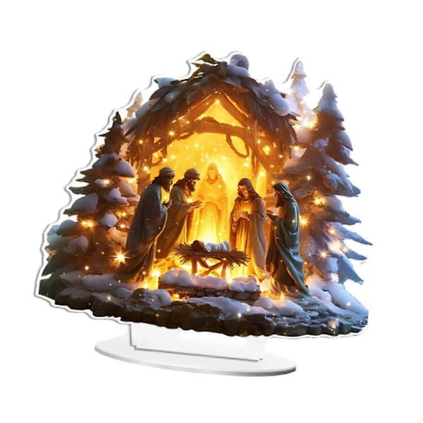 Julekrybbefigur Religiøs Gave Festfigur Akrylstatue