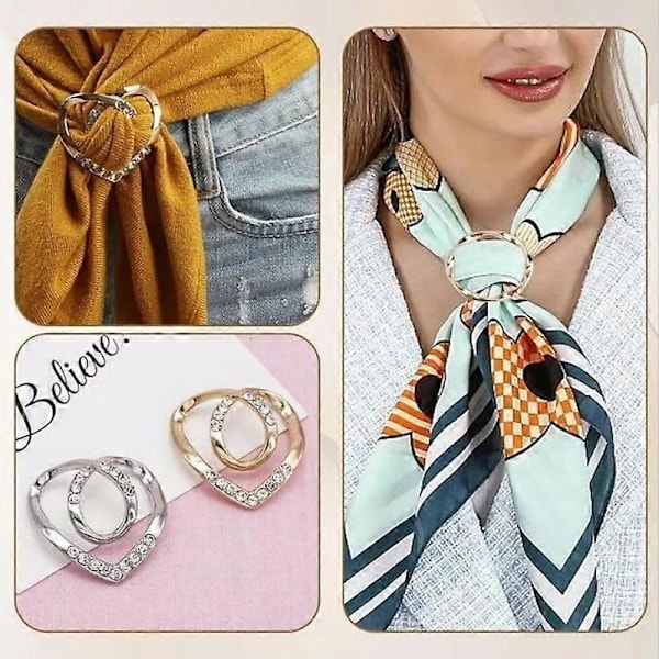 4PCS Scarf Ring Clip-T-Shirt Clip Kläder Hörn Knutad Knapp för Kvinnor Golden aperture aperture