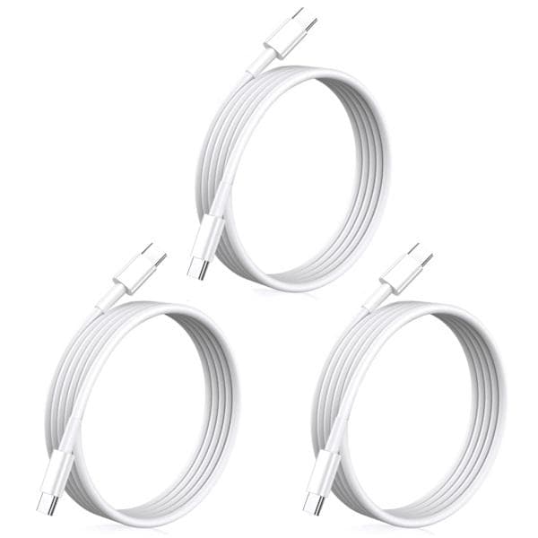 3-pakning 2m USB-C-kabel for lading og dataoverføring iPhone 16, 15 iPad Mac Hvit 3-PAKNING 2M ladekabel Hvit White 3-PACK 2M charging cable