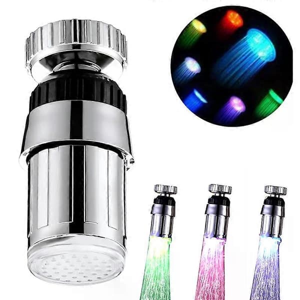 Roterbart LED-kranhode lufter temperaturkontroll 3 farger endrer RGB-glød vannkranmunnstykke for kjøkken bad-perf Style E