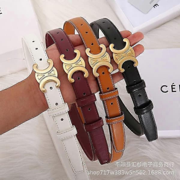 Double C Arc de Triomphe Belt Women Genuine Leather 2.5 Thin Women's Belt Versatile Decorative Cel