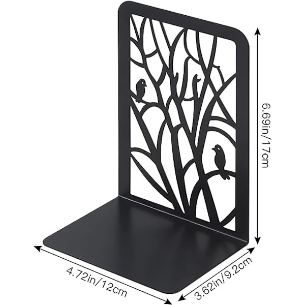 Bokstöd i Metall (Svart), 1 Par Bokstöd för Barn, Träddesign