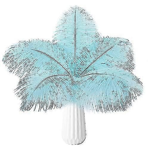 20 stk. naturlige strudsefjer i bulk Sky Blue