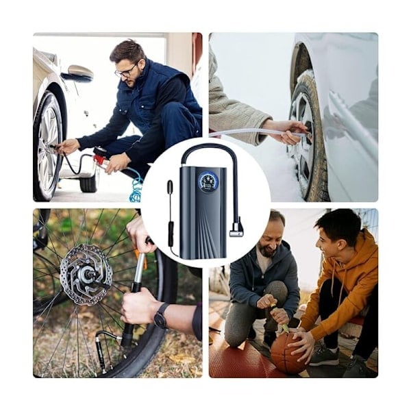 Dækpumpe, genopladelig elektrisk pumpe, støjreduktion, rejsetilbehør til cykler, motorcykler, scootere, biler, basketball
