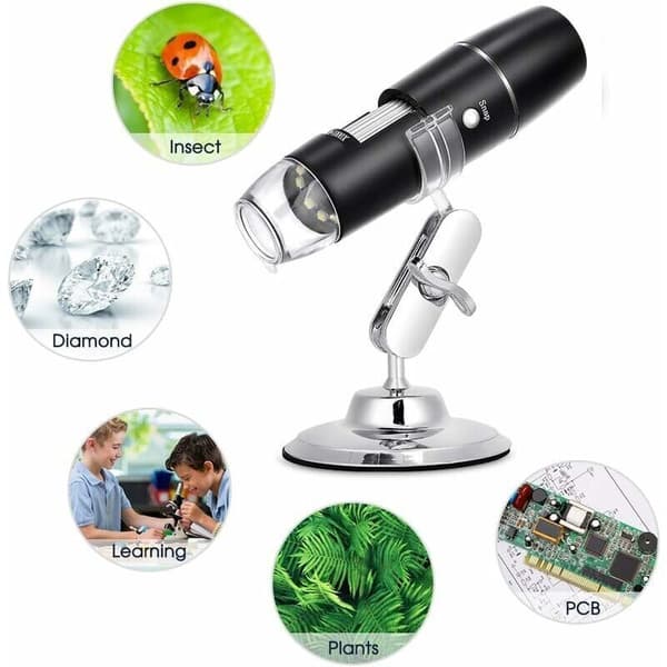 Digital Microscope, WiFi Endoscope 50X-1000X, Metal Stand, Compatible with Android and iOS Smartphones or Tablets