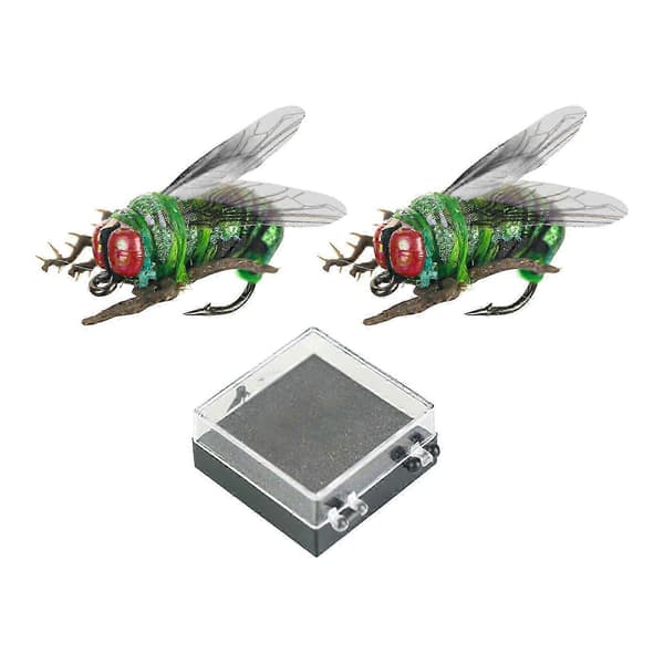 Simulering Flugor Bi Lockfiskekrokar, 2-pack Flytande Sötvattensfiskedrag, Med Förvaringslåda 14mm