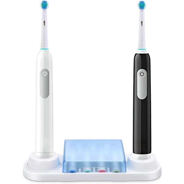 Elektrisk Tandbørste Stativ Mount Holder med 4 Børstehoved Organizer Box til Oral B/Braun/Rund Hoved Elektrisk Tandbørste (Børstehoveder er ikke inkluderet)