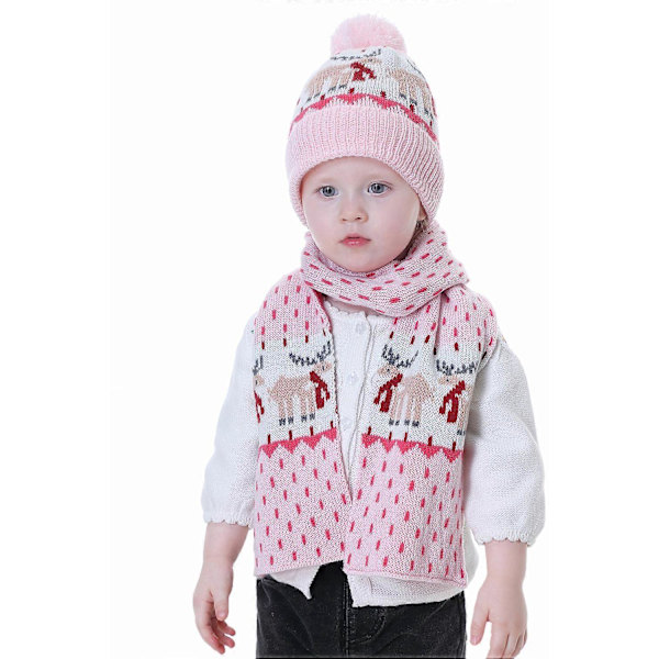 Børne Beanie Hat Sjal Sæt, Toddler Knit Vinter Tilbehør, Bomuld Foring Dobbelt Termisk, Blå