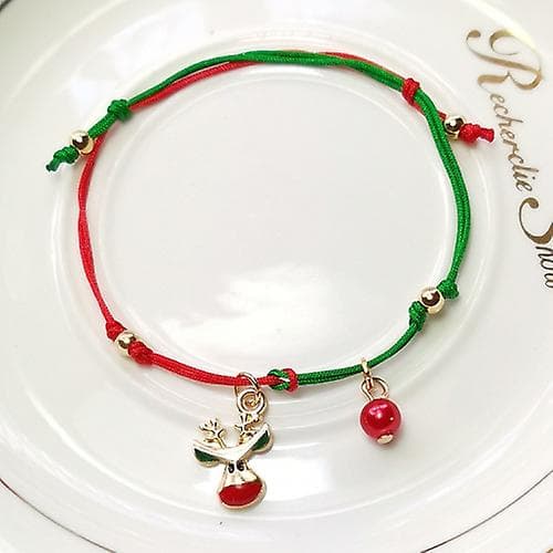 10 st julhandstickat armband julklappar, stil: älg 2