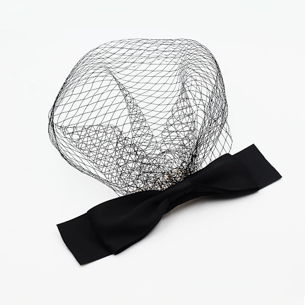 Weding Birdcage Veil with Boboy Pins White Bridal Veil Bandeau veil for Bride Black(E)