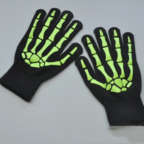 Halloween Skull Five Fingers Gloves Cosplay Skeleton Show Gloves Horror Skull Claw Bone Gloves Hand Warm Non Slip Mittens