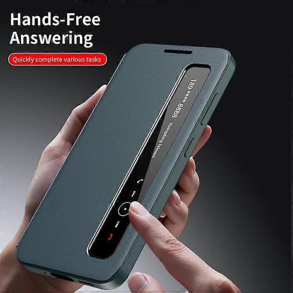 Til Samsung Galaxy S26+ / S26 Plus 5G Smart View Window Lædercover Green