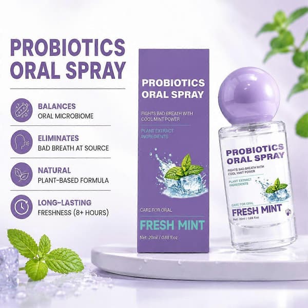 Milt växtbaserat munfräschande spray, probiotikainfunderad munspray för lindring av dålig andedräkt 2pcs