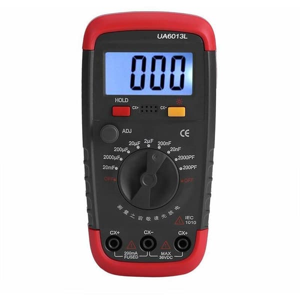 Professional Capacitance Meter, Digital Capacitor Tester 0.1pF - 20000uF with LCD Backlight and Protective Jacket Max 1999