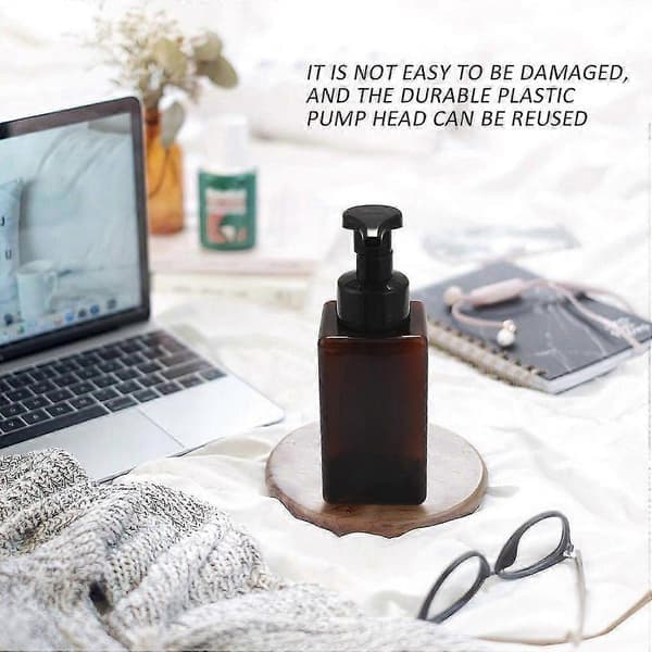 2-pack Foaming Soap Dispenser 450 ml Refillable Foam Liquid Hand Soap Empty Plastic Bottle Container - Brown