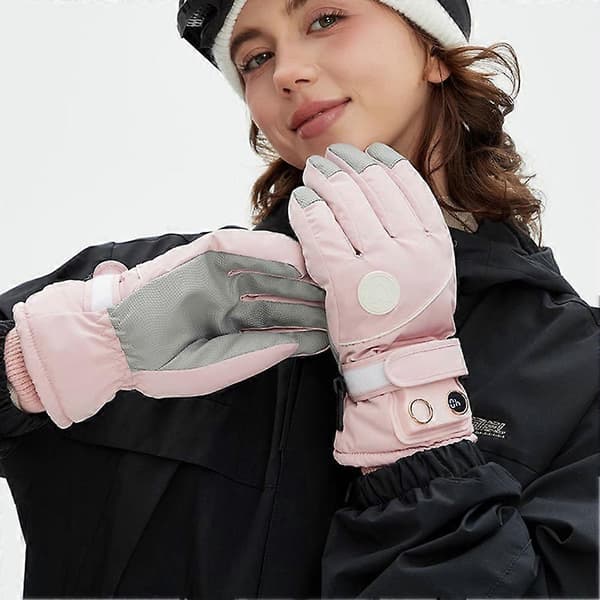 Opvarmede handsker til mænd og kvinder Vinterhåndvarmer Vindtætte skihandsker Unisex termohandsker til kørsel White