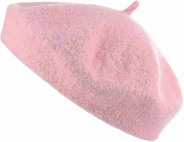 Barn flickor fransk basker hatt konstnär hatt enfärgad varm mössa vinter höst Pink