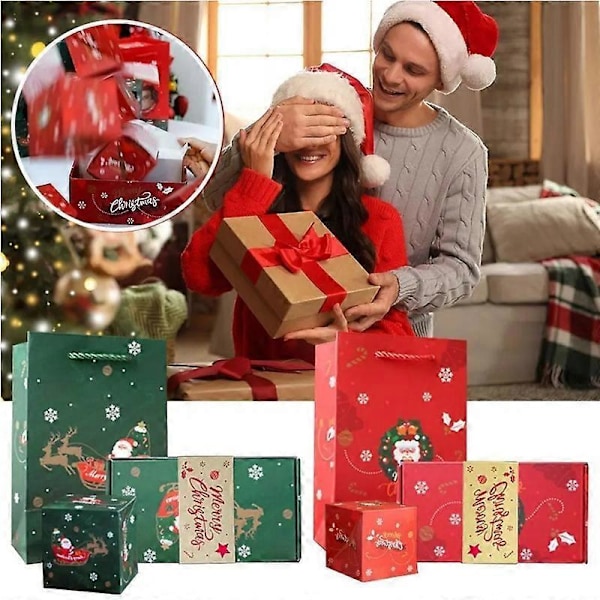 Overraskelsesgaveeske til jul, Funoio Overraskelsesgaveeske, Overraskelsesgaveeske Santa Claus style 6box