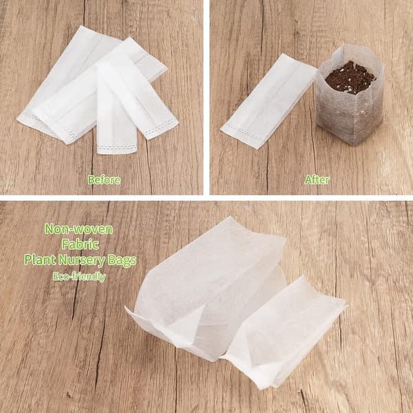 200-pack biodegradable non-woven fabric plant bags for seedlings