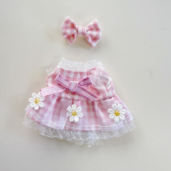 Babykläder endast labubu sittande fest babykläder en eller två generationer vinyl dockkläder 17cm macaron blind box Labubu babykläder pink