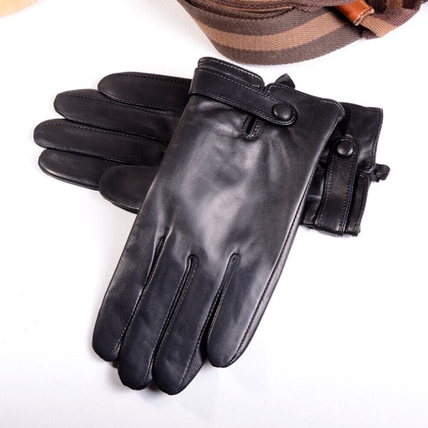 Men's 100% Real Leather GoatSkin Wrist Button Winter Driving Touch Screen Gloves