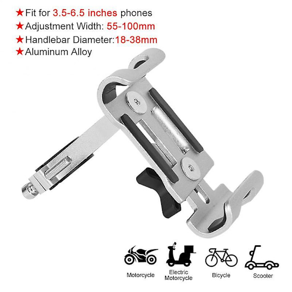 Ryra Metall Sykkel Telefonholder Motorsykkel Aluminiumlegering Antiskli Brakett gray Non rotatable