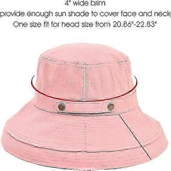 Solhat til kvinder, bredskygget strandhat i bomuld Pink