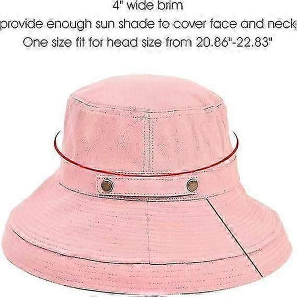 Solhatt for kvinner, bredbremmet strandhatt i bomull Pink