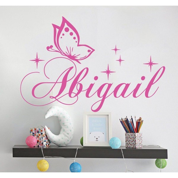Name Wall Decals Butterfly Wall Sticker for Girl Nursery Stars Art Decal Home